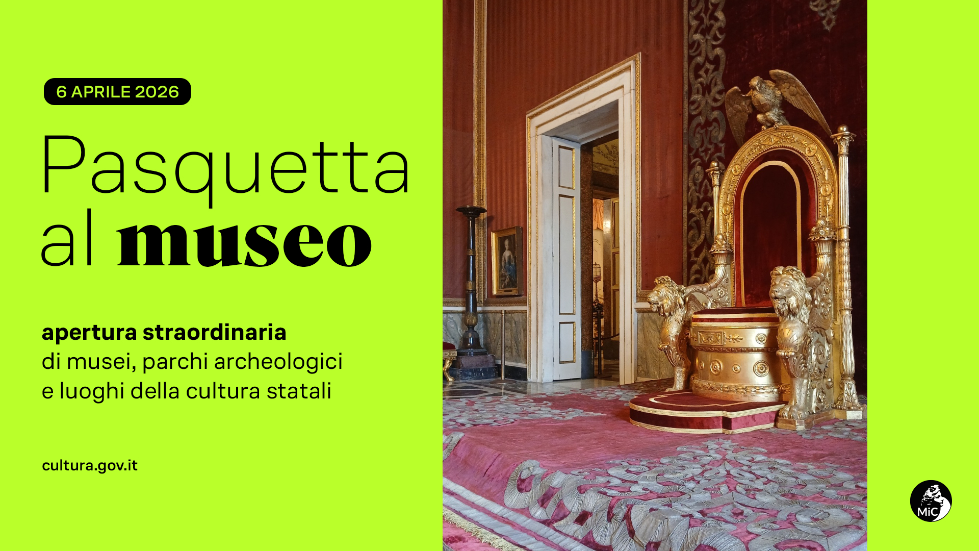 Pasqua e Lunedì dell’Angelo 2026 al Palazzo Reale di Napoli e al Museo Pignatelli:  gratuità e aperture festive